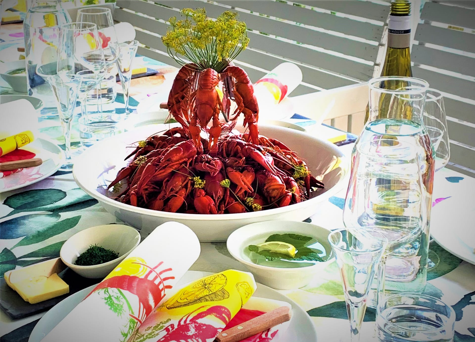 Crayfish are normally served as an appetizer at the traditional crayfish party.