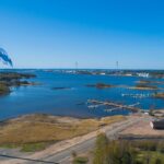 The Monumental Finnish Flag overlooking the sea