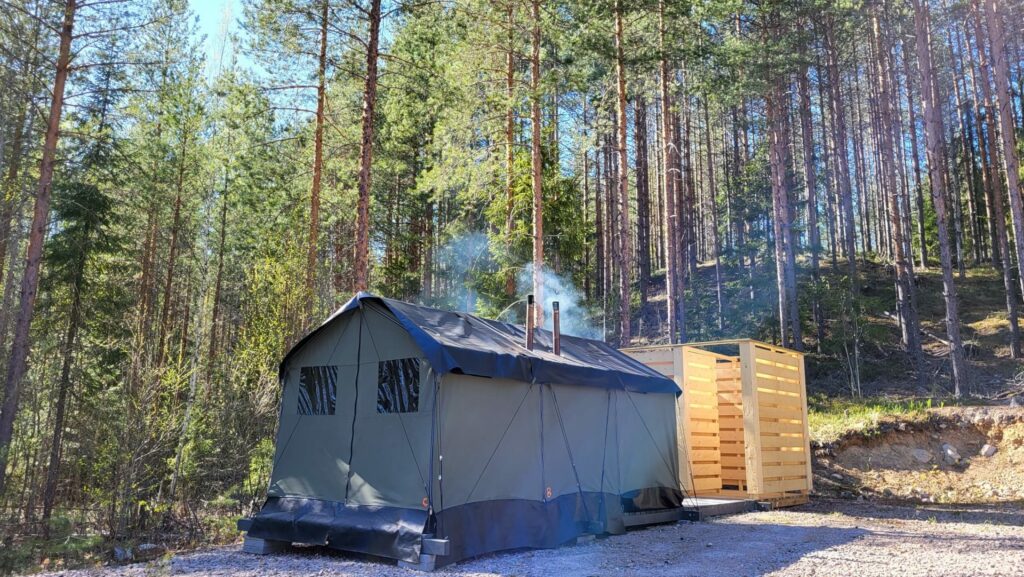 Big tent sauna in Valkjärvi reservation camp area