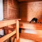 A wood-heated sauna in the cottage