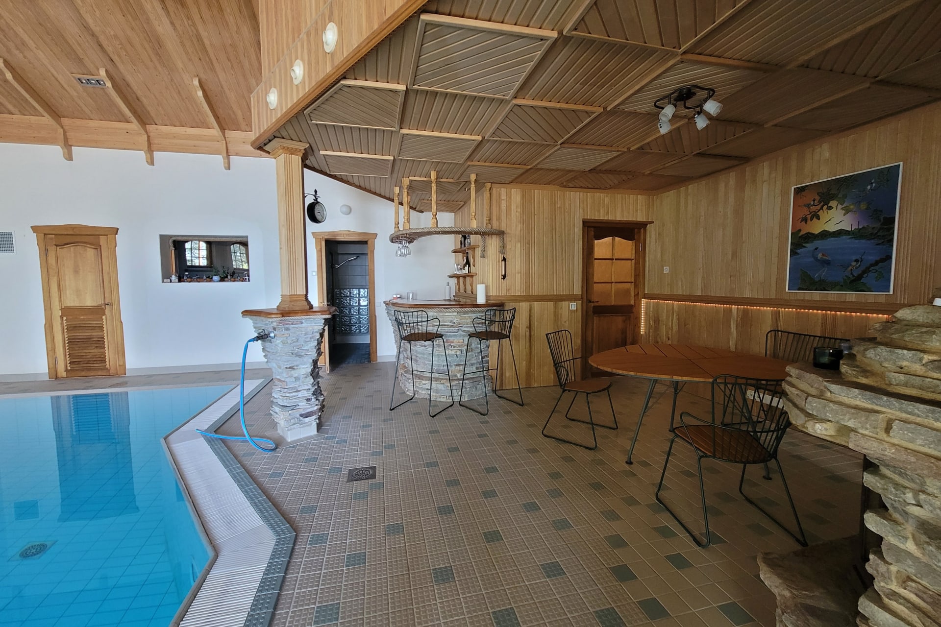 sauna and bar area