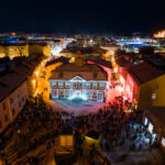Old Porvoo market square during Porvoo Lights 2023.