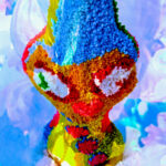 Riitta Nelimarkan kollaasiteos Gnome in Blue Garden