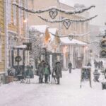 Old Porvoo street in winter