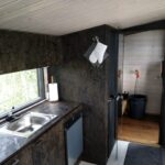 Kitchen area in the sauna caravan