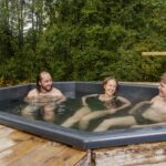Balance the heat of the sauna by dipping in the cool water pool, or enjoy the scenery of the surrounding forest in the warm water pool.