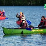 A Small guided paddling trip by open canoes